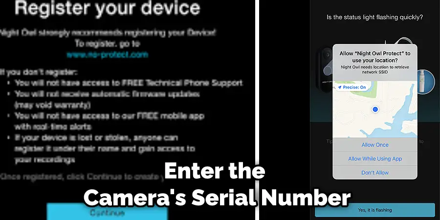 Enter the Camera's Serial Number