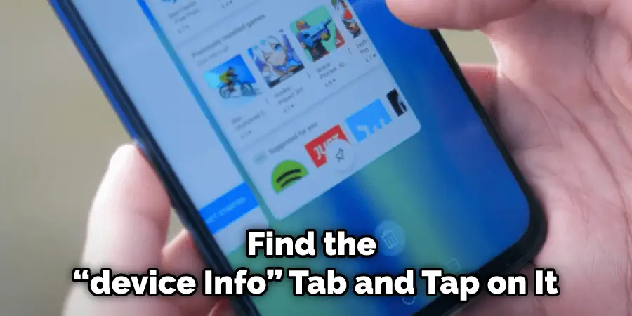 Find the “device Info” Tab and Tap on It