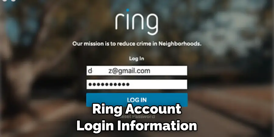 Ring Account Login Information