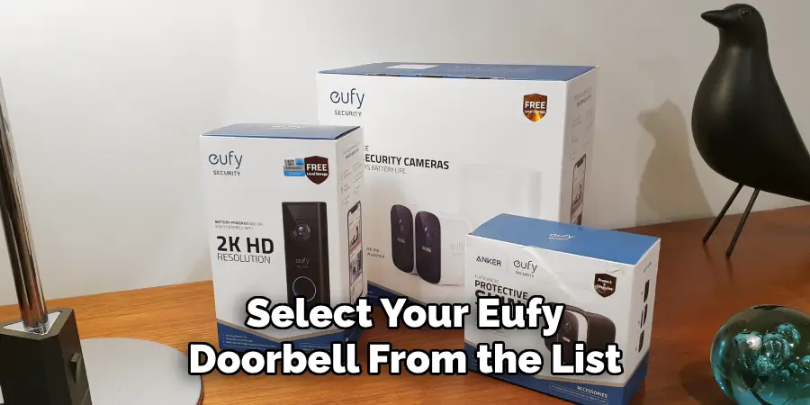 Select Your Eufy Doorbell From the List